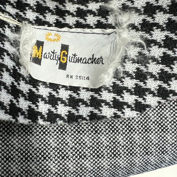 Vintage Marty Gutmacher Black White Houndstooth One Button Blazer Career Med - Picture 3 of 4